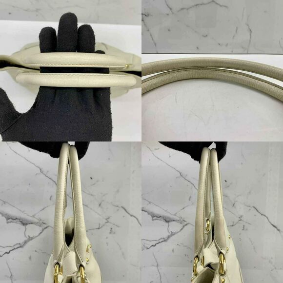 Prada Designer Cream Vitello Daino Leather Push Lock Antic Hobo Bag Purse Bag - Picture 6 of 8